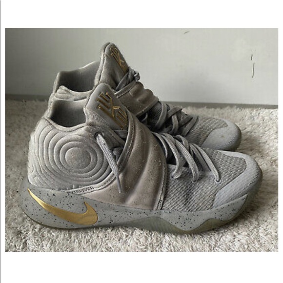 kyrie shoes grey and gold